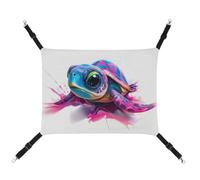 Jubonexis Sea Turtle with A Psychedelic Shell Breathable Pet Hammock with Adjustable Straps Reversible Cat Hanging Bed Dog Mats