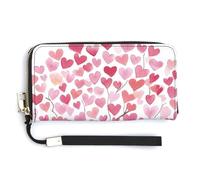 Jubonexis Self Love Tree Red Heart Leaves PU Leather Clutch Long Bifold Wallet, Coin Purse Credit Pass Case, Durable Card-Holder Money Storage for Women Men