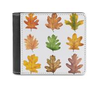 Jubonexis Set of Oak Leaves Soft PU Leather Bifold Wallet, Coin Purse Credit Pass Case, Durable Card-Holder Slim Billfold for Men Woman Money Storage