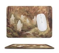 Jubonexis Several Cute White Ghosts in An Autumn Forest Mouse Pad, Small Office Computer Mouse Pads for Desk Laptop with Non-Slip Rubber Base Mouse Mat, Gaming Mouse Pads