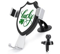 Jubonexis Shamrock Lucky in Green Cursive Script Car Phone Holder Mount Triangle Clip Base Air Vent Cell Phone Car Mount Automotive Accessories for 4-6 Inches Cell Smartphones