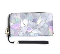 Jubonexis Shattered Mirror Ice Texture PU Leather Clutch Long Bifold Wallet, Coin Purse Credit Pass Case, Durable Card-Holder Money Storage for Women Men