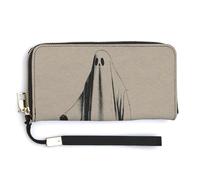 Jubonexis Sheet Ghost Carrying A Suitcase PU Leather Clutch Long Bifold Wallet, Coin Purse Credit Pass Case, Durable Card-Holder Money Storage for Women Men