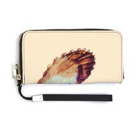 Jubonexis Shell with A Shiny Pearl Inside PU Leather Clutch Long Bifold Wallet, Coin Purse Credit Pass Case, Durable Card-Holder Money Storage for Women Men