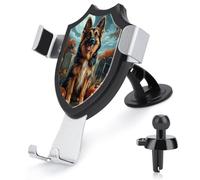 Jubonexis Shepherd Dog in Cemetery Graves Pumpkins Car Phone Holder Mount Triangle Clip Base Air Vent Cell Phone Car Mount Automotive Accessories for 4-6 Inches Cell Smartphones