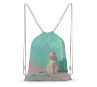 Jubonexis Siamese Breed Cat Drawstring Backpack Canvas String Bag Lightweight Sports Gym Bag for Men Women