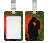 Jubonexis Silhouette Couple Hugging in Love ID Badge Holder Retractable Clip Card Holder Card Protector Name Badge Name Tag for Work Office Doctor Nurse