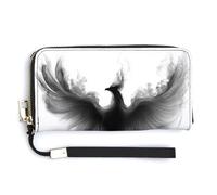 Jubonexis Silhouette of A Phoenix PU Leather Clutch Long Bifold Wallet, Coin Purse Credit Pass Case, Durable Card-Holder Money Storage for Women Men