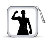 Jubonexis Silhouette of A Winner Boxer CD Case DVD Storage Case Portable for Car Home Travel