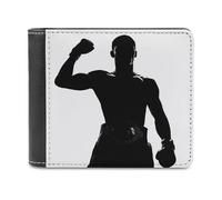 Jubonexis Silhouette of A Winner Boxer Soft PU Leather Bifold Wallet, Coin Purse Credit Pass Case, Durable Card-Holder Slim Billfold for Men Woman Money Storage