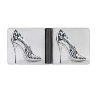 Jubonexis Silver Metal High Hell Shoe Soft PU Leather Bifold Wallet, Coin Purse Credit Pass Case, Durable Card-Holder Slim Billfold for Men Woman Money Storage
