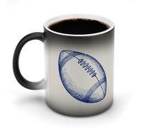 Jubonexis Simple American Football in Navy Blue Color Changing Mugs Heat Changing Ceramic Coffee Mug Novelty Funny Tea Water Cup 11OZ