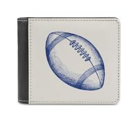 Jubonexis Simple American Football in Navy Blue Soft PU Leather Bifold Wallet, Coin Purse Credit Pass Case, Durable Card-Holder Slim Billfold for Men Woman Money Storage