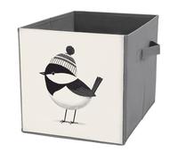 Jubonexis Simple Bird Black And White Cube Storage Bins Storage Cubes Foldable Decorative Fabric Storage Baskets Home Organizers with Handles for Shelves,Closet, 27x27 CM