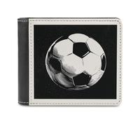 Jubonexis Simple Black and White Soccer Ball Soft PU Leather Bifold Wallet, Coin Purse Credit Pass Case, Durable Card-Holder Slim Billfold for Men Woman Money Storage