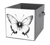 Jubonexis Simple Butterfly Black And White Cube Storage Bins Storage Cubes Foldable Decorative Fabric Storage Baskets Home Organizers with Handles for Shelves,Closet, 27x27 CM