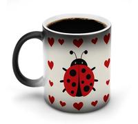 Jubonexis Simple Cartoon Red Hearts Color Changing Mugs Heat Changing Ceramic Coffee Mug Novelty Funny Tea Water Cup 11OZ