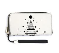 Jubonexis Simple Christmas Tree Black and White PU Leather Clutch Long Bifold Wallet, Coin Purse Credit Pass Case, Durable Card-Holder Money Storage for Women Men