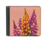 Jubonexis Simple Colorful Flowers Soft PU Leather Bifold Wallet, Coin Purse Credit Pass Case, Durable Card-Holder Slim Billfold for Men Woman Money Storage