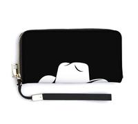 Jubonexis Simple Cowboy Hat PU Leather Clutch Long Bifold Wallet, Coin Purse Credit Pass Case, Durable Card-Holder Money Storage for Women Men