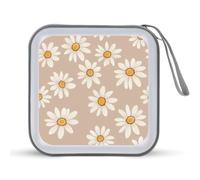 Jubonexis Simple Daisy Pattern Neutral Color CD Case DVD Storage Case Portable for Car Home Travel