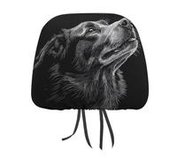 Jubonexis Simple Dog Black And White Printed Car Headrest Cover,2 Pieces, Elastic Comfort Head Rest Cover for Women Men, Universal Fits Most Cars Van SUV Truck, Car Interior Decor Accessories