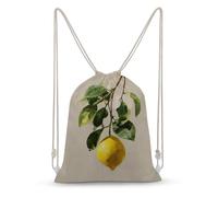 Jubonexis Simple Elegant Lemon Hanging from Stem Drawstring Backpack Canvas String Bag Lightweight Sports Gym Bag for Men Women