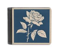 Jubonexis Simple Elegant Rose Vintage Minimalistic Soft PU Leather Bifold Wallet, Coin Purse Credit Pass Case, Durable Card-Holder Slim Billfold for Men Woman Money Storage