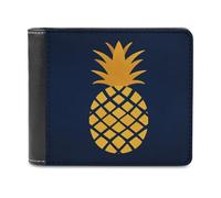Jubonexis Simple Flat Cartoon Pineapple Soft PU Leather Bifold Wallet, Coin Purse Credit Pass Case, Durable Card-Holder Slim Billfold for Men Woman Money Storage