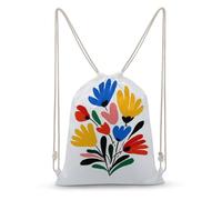 Jubonexis Simple Flowers Colorful Floral Drawstring Backpack Canvas String Bag Lightweight Sports Gym Bag for Men Women