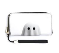 Jubonexis Simple Ghost White Sheet PU Leather Clutch Long Bifold Wallet, Coin Purse Credit Pass Case, Durable Card-Holder Money Storage for Women Men