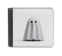 Jubonexis Simple Ghost White Sheet Soft PU Leather Bifold Wallet, Coin Purse Credit Pass Case, Durable Card-Holder Slim Billfold for Men Woman Money Storage