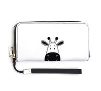 Jubonexis Simple Giraffe Cartoon PU Leather Clutch Long Bifold Wallet, Coin Purse Credit Pass Case, Durable Card-Holder Money Storage for Women Men