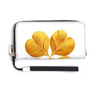 Jubonexis Simple Golden Four-Leaf Clover Patrick's Day PU Leather Clutch Long Bifold Wallet, Coin Purse Credit Pass Case, Durable Card-Holder Money Storage for Women Men