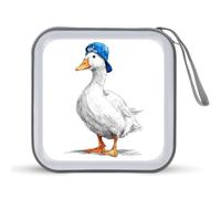 Jubonexis Simple Goose Wearing A Blue Baseball Cap CD Case DVD Storage Case Portable for Car Home Travel
