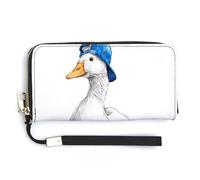 Jubonexis Simple Goose Wearing A Blue Baseball Cap PU Leather Clutch Long Bifold Wallet, Coin Purse Credit Pass Case, Durable Card-Holder Money Storage for Women Men