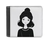 Jubonexis Simple Lady Black and White Soft PU Leather Bifold Wallet, Coin Purse Credit Pass Case, Durable Card-Holder Slim Billfold for Men Woman Money Storage