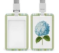 Jubonexis Simple Light Blue Hydrangea ID Badge Holder Retractable Clip Card Holder Card Protector Name Badge Name Tag for Work Office Doctor Nurse