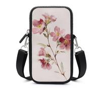 Jubonexis Simple Muted Pink Flowers Crossbody Mobile Phone Bag Smartphone Bag With Adjustable Strap