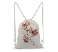 Jubonexis Simple Muted Pink Flowers Drawstring Backpack Canvas String Bag Lightweight Sports Gym Bag for Men Women
