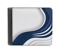 Jubonexis Simple Navy Blue Wavy Stripe Abstract Soft PU Leather Bifold Wallet, Coin Purse Credit Pass Case, Durable Card-Holder Slim Billfold for Men Woman Money Storage