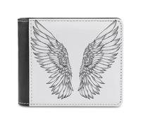 Jubonexis Simple Outline of Angel Wings Soft PU Leather Bifold Wallet, Coin Purse Credit Pass Case, Durable Card-Holder Slim Billfold for Men Woman Money Storage