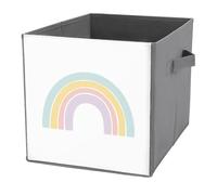 Jubonexis Simple Pastel Colors Rainbow Nursery Style Cube Storage Bins Storage Cubes Foldable Decorative Fabric Storage Baskets Home Organizers with Handles for Shelves,Closet, 27x27 CM