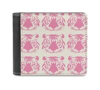Jubonexis Simple Pink Tiger Face Soft PU Leather Bifold Wallet, Coin Purse Credit Pass Case, Durable Card-Holder Slim Billfold for Men Woman Money Storage