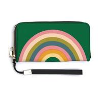 Jubonexis Simple Rainbow with A Shamrock PU Leather Clutch Long Bifold Wallet, Coin Purse Credit Pass Case, Durable Card-Holder Money Storage for Women Men