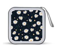 Jubonexis Simple Small Daisy Floral Pattern CD Case DVD Storage Case Portable for Car Home Travel