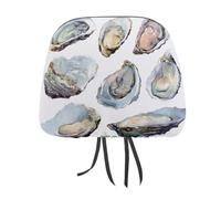 Jubonexis Simple Soft Watercolor Oysters Printed Car Headrest Cover,2 Pieces, Elastic Comfort Head Rest Cover for Women Men, Universal Fits Most Cars Van SUV Truck, Car Interior Decor Accessories