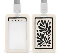 Jubonexis Simple Two Large Abstract Leaves ID Badge Holder Retractable Clip Card Holder Card Protector Name Badge Name Tag for Work Office Doctor Nurse