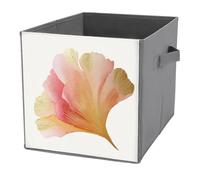 Jubonexis Single Delicate Petal with Gold Gradient Cube Storage Bins Storage Cubes Foldable Decorative Fabric Storage Baskets Home Organizers with Handles for Shelves,Closet, 27x27 CM