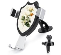 Jubonexis Single Honeysuckle Flower Botanical Watercolor Car Phone Holder Mount Triangle Clip Base Air Vent Cell Phone Car Mount Automotive Accessories for 4-6 Inches Cell Smartphones